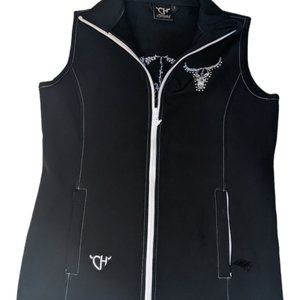 Cowgirl Hardware black vest, Bling long horn design!